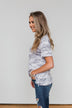 Catching Up With You Camo Top- Grey