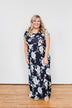 Begin With You Floral Maxi Dress- Navy