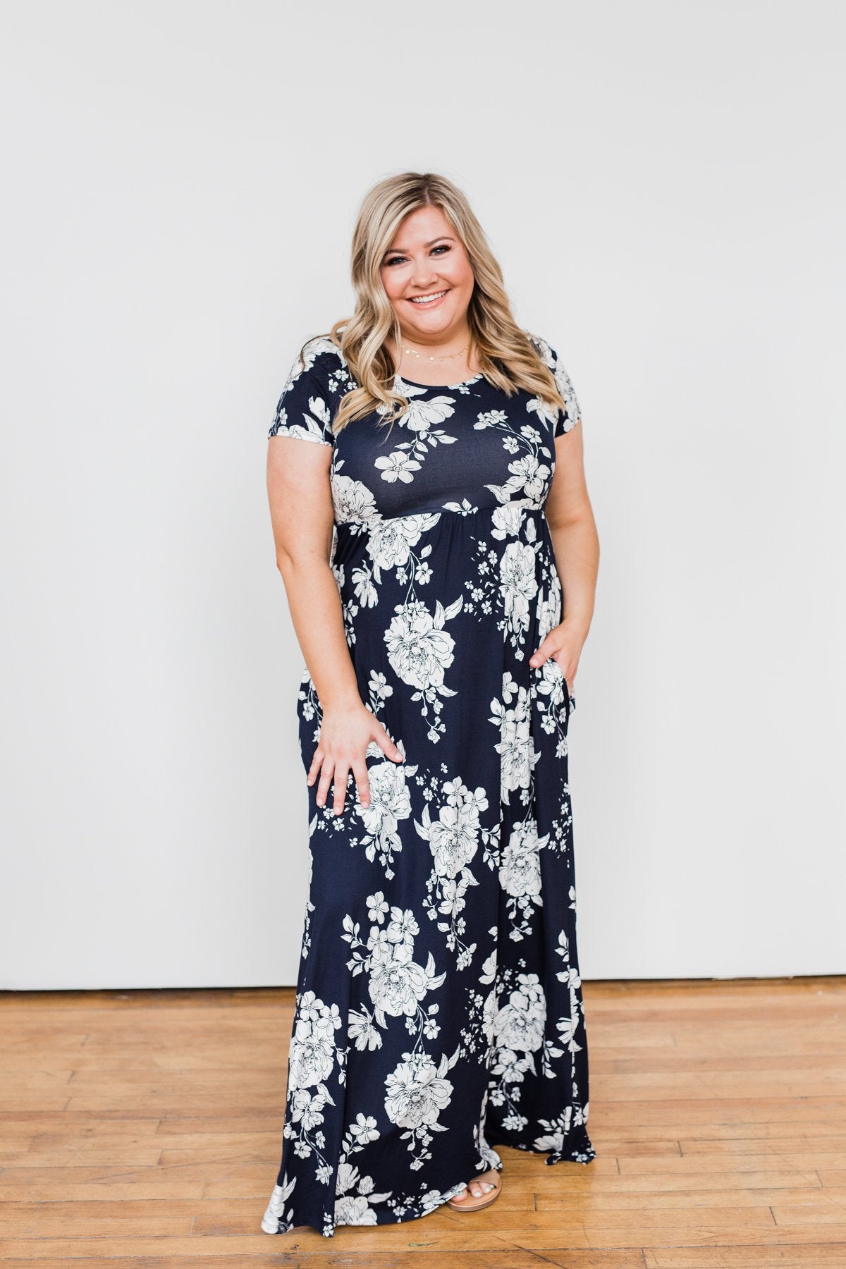 Begin With You Floral Maxi Dress- Navy