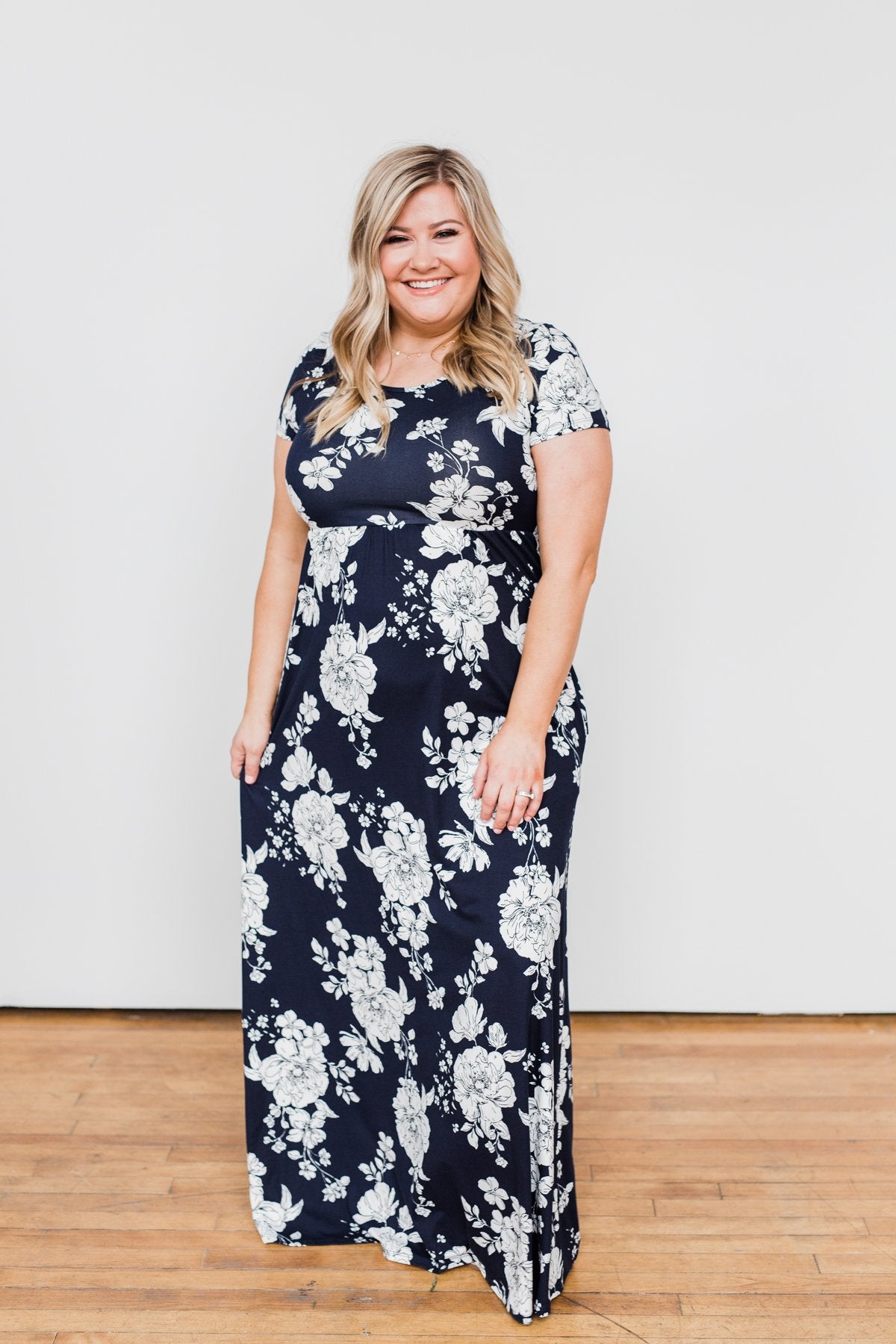 Begin With You Floral Maxi Dress- Navy