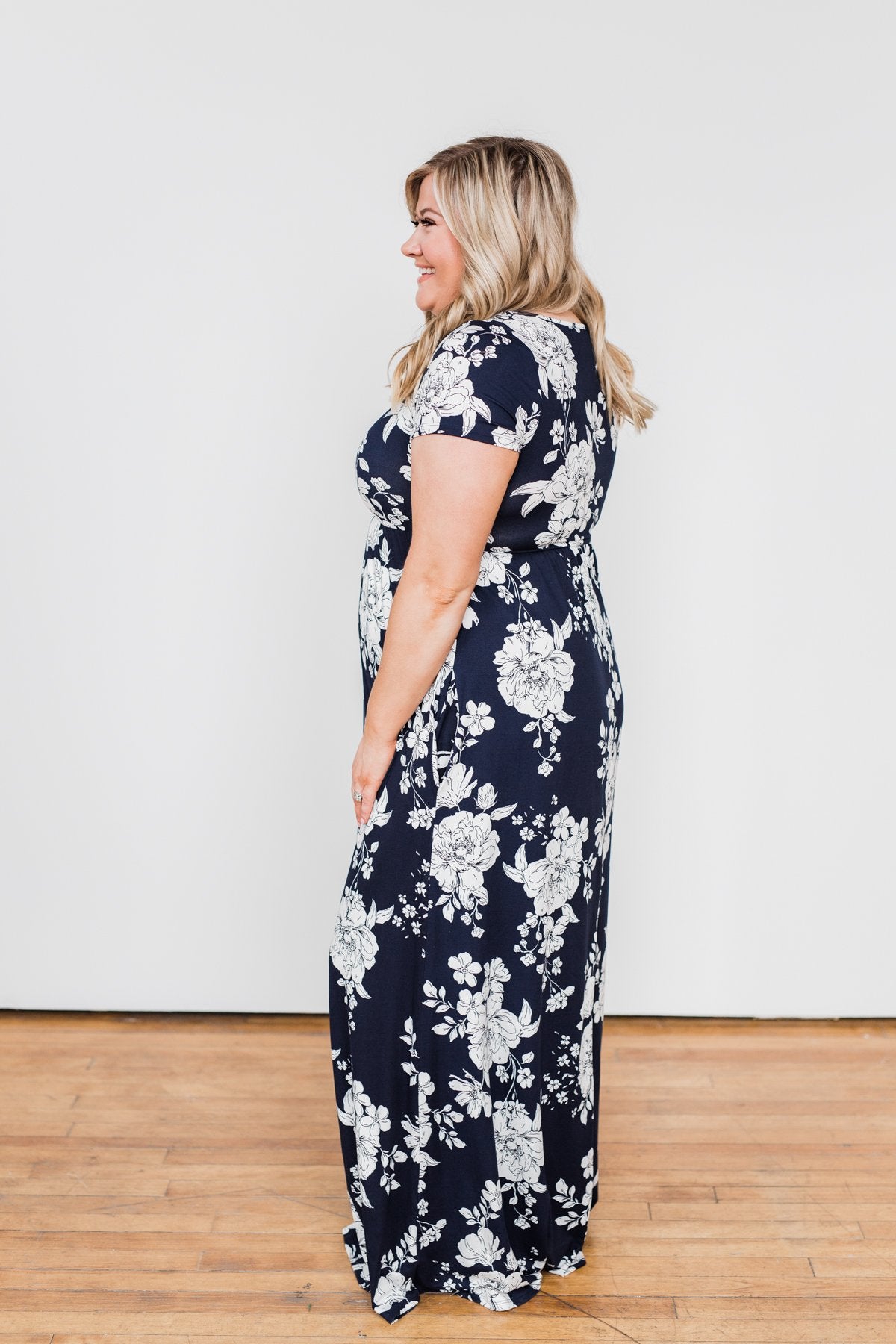 Begin With You Floral Maxi Dress- Navy