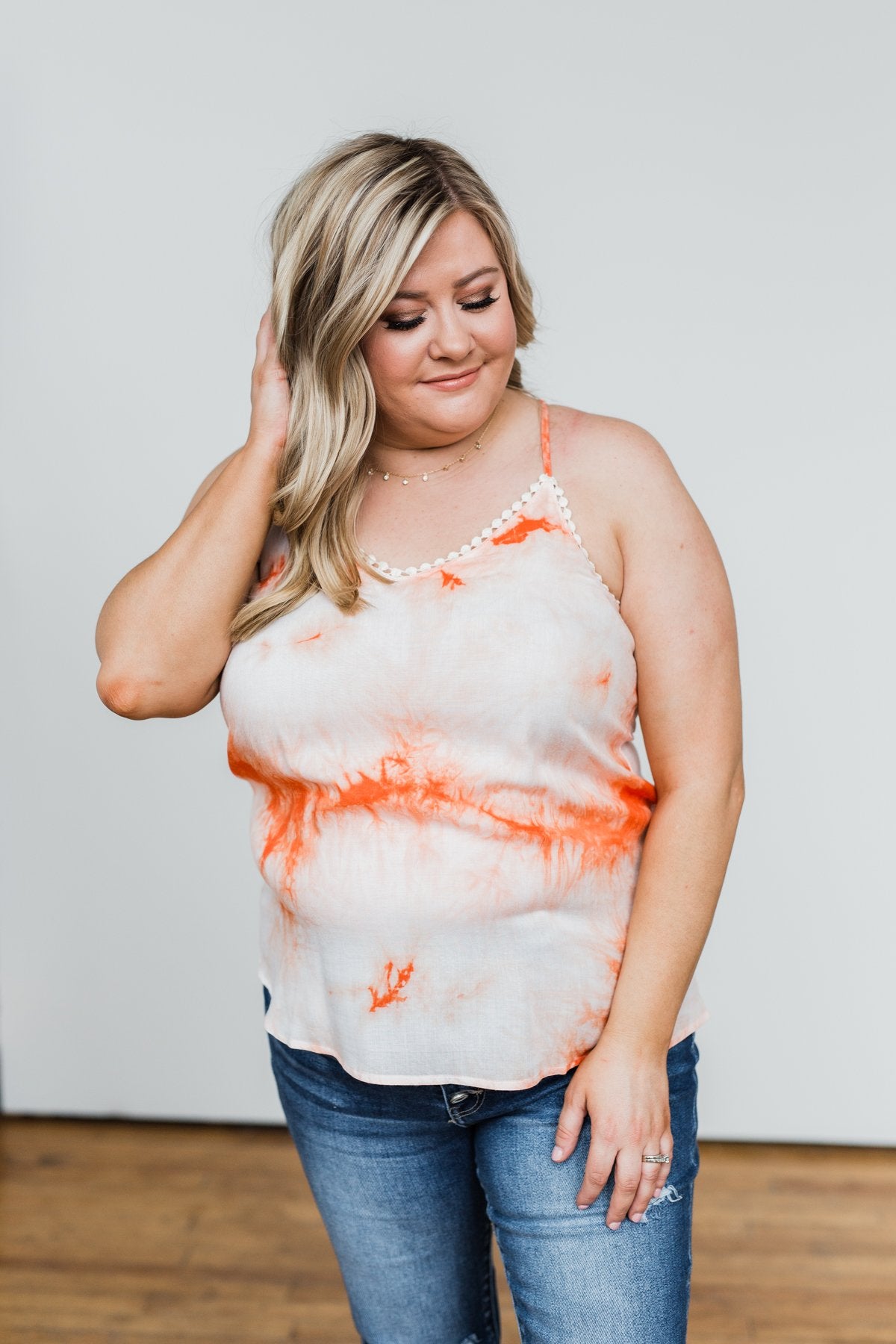 Sparks Fly Tie Dye Tank Top- Orange & Ivory