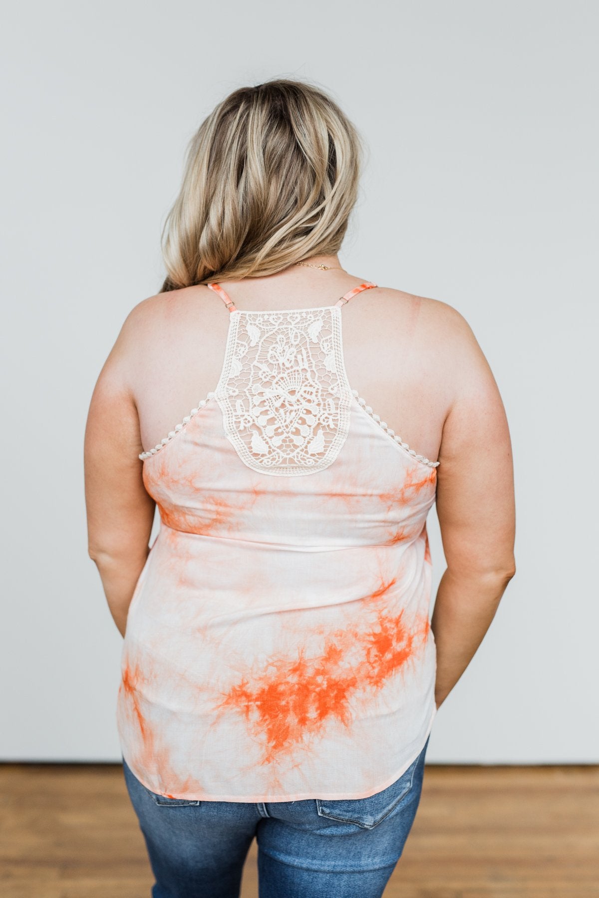 Sparks Fly Tie Dye Tank Top- Orange & Ivory