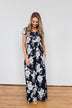 Begin With You Floral Maxi Dress- Navy