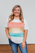 Day By Day Color Block Top- Coral, Yellow, & Blue