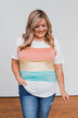 Day By Day Color Block Top- Coral, Yellow, & Blue