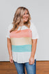Day By Day Color Block Top- Coral, Yellow, & Blue