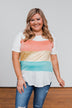 Day By Day Color Block Top- Coral, Yellow, & Blue