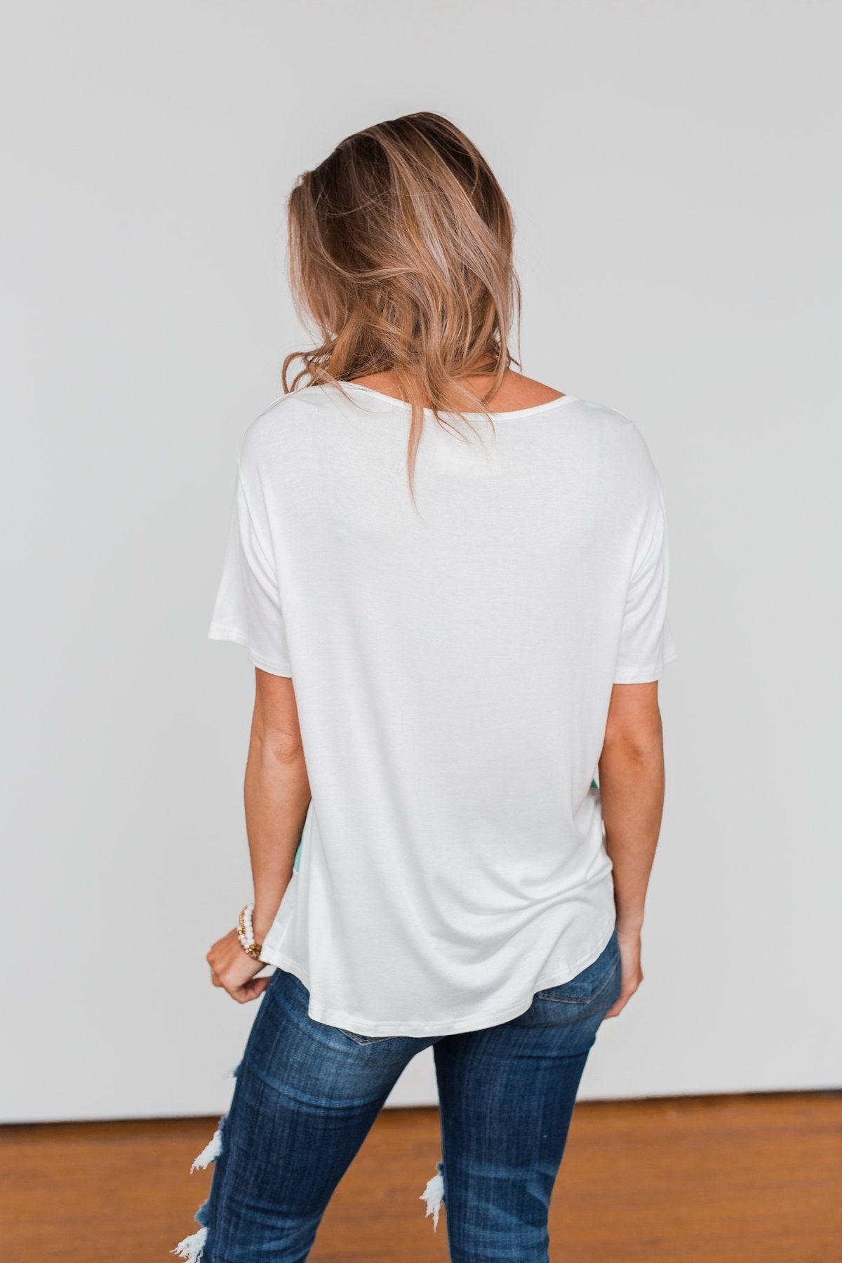 Day By Day Color Block Top- Coral, Yellow, & Blue