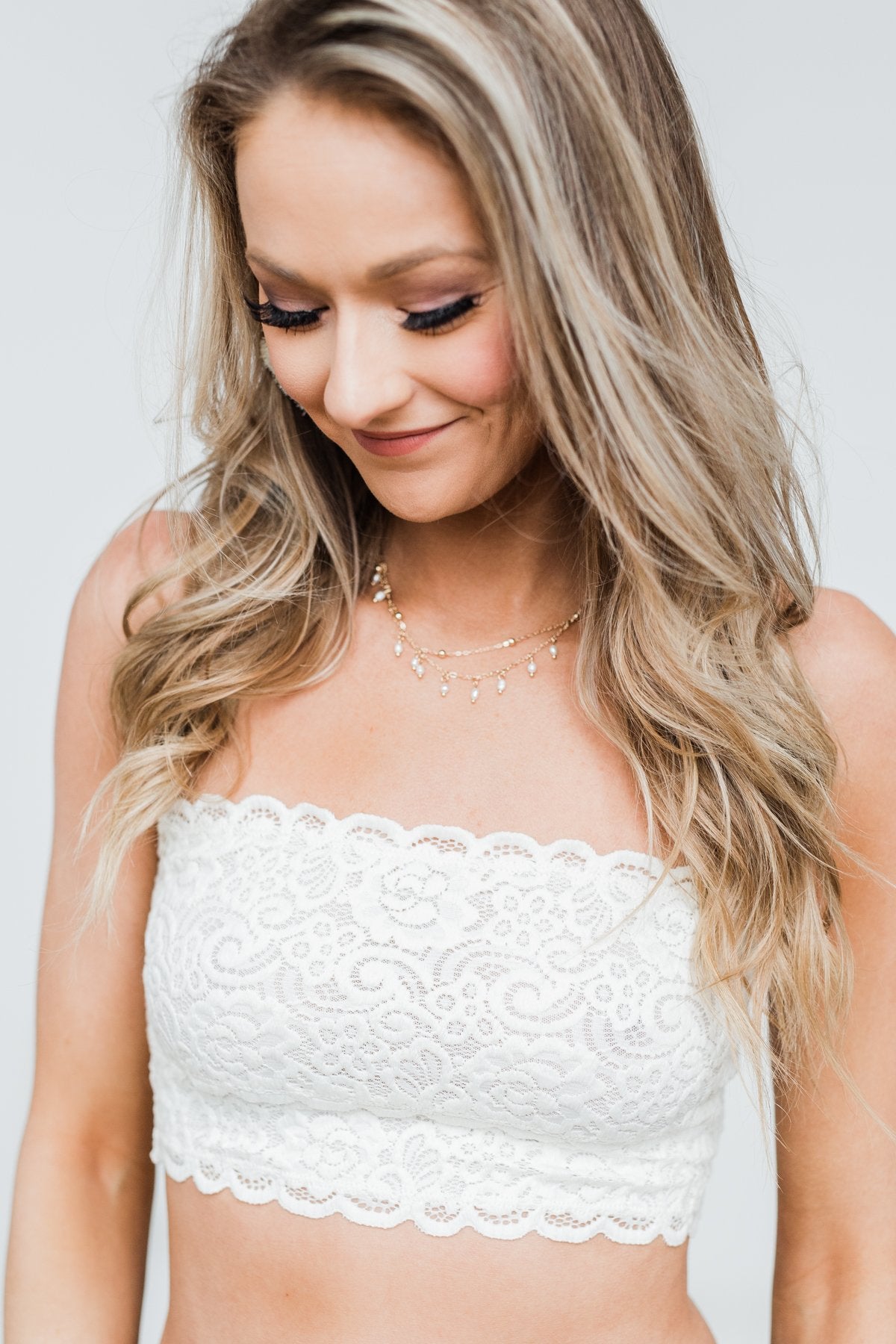 white lace bandeau bralette