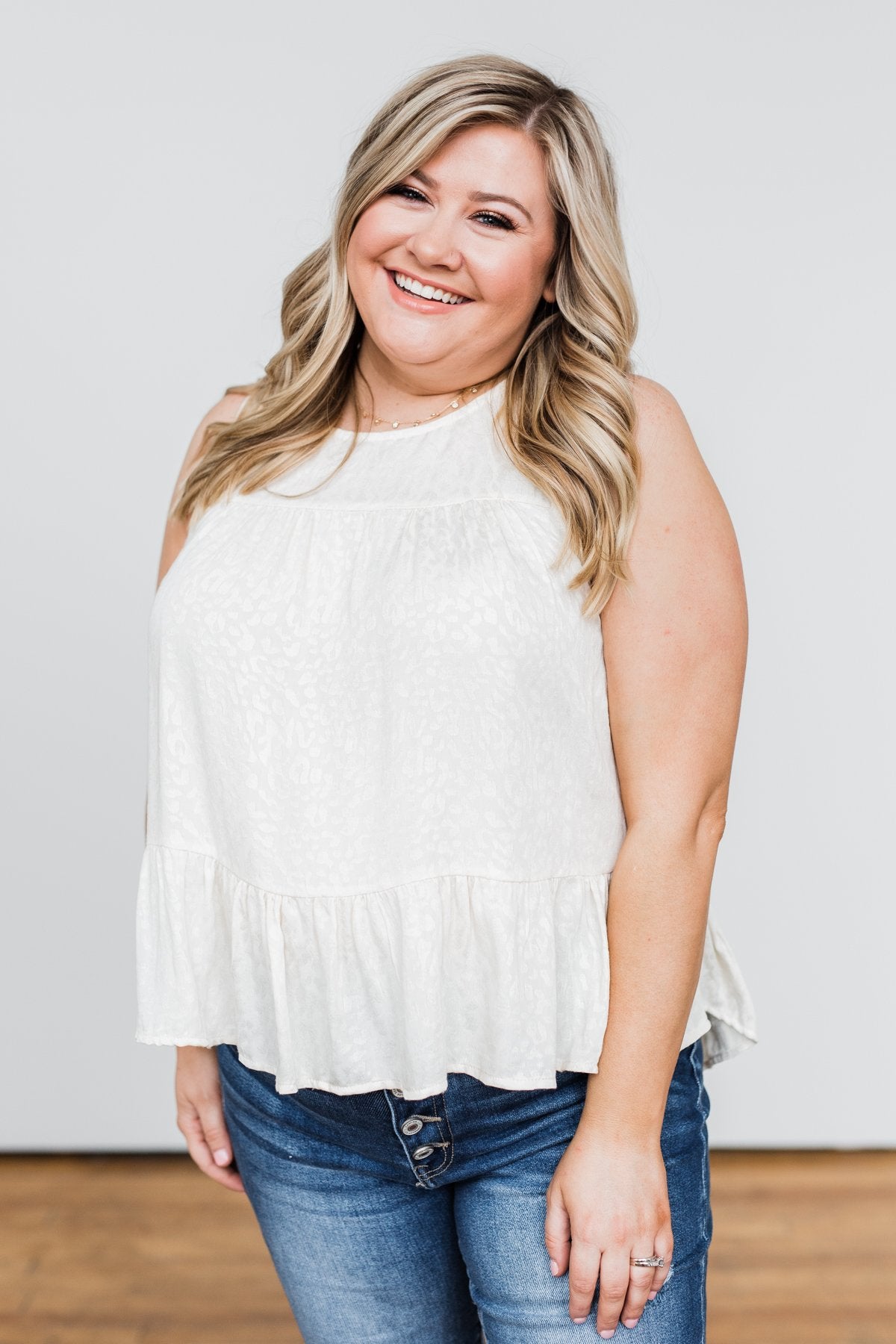 Beautiful Beginnings Leopard Tank Top- Cream