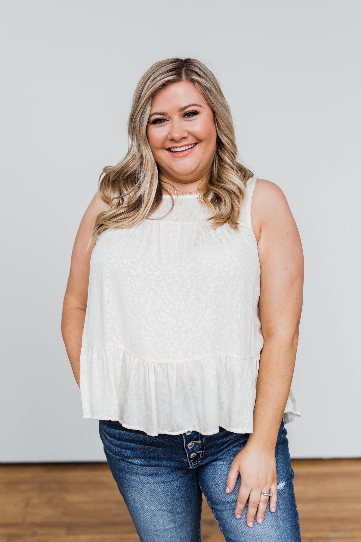 Beautiful Beginnings Leopard Tank Top- Cream