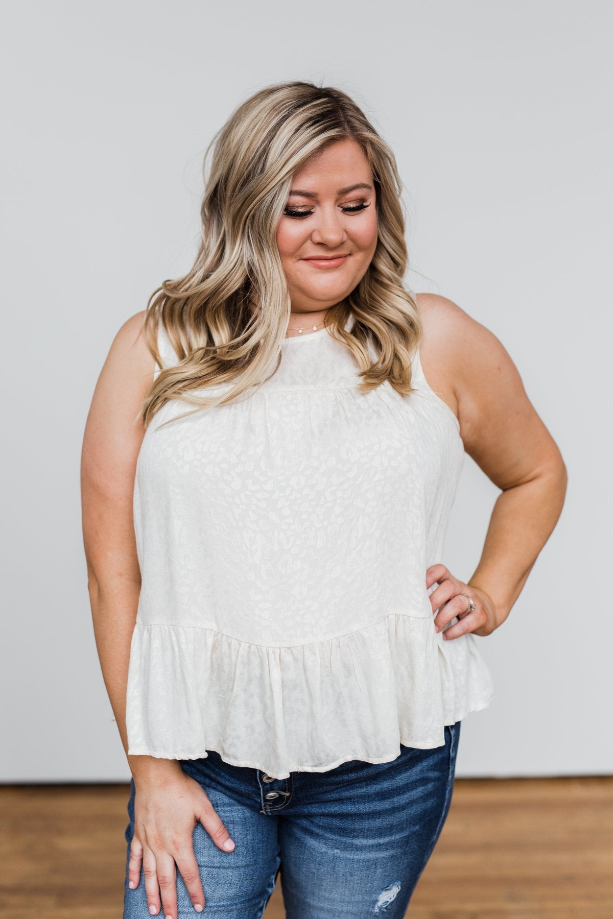Beautiful Beginnings Leopard Tank Top- Cream