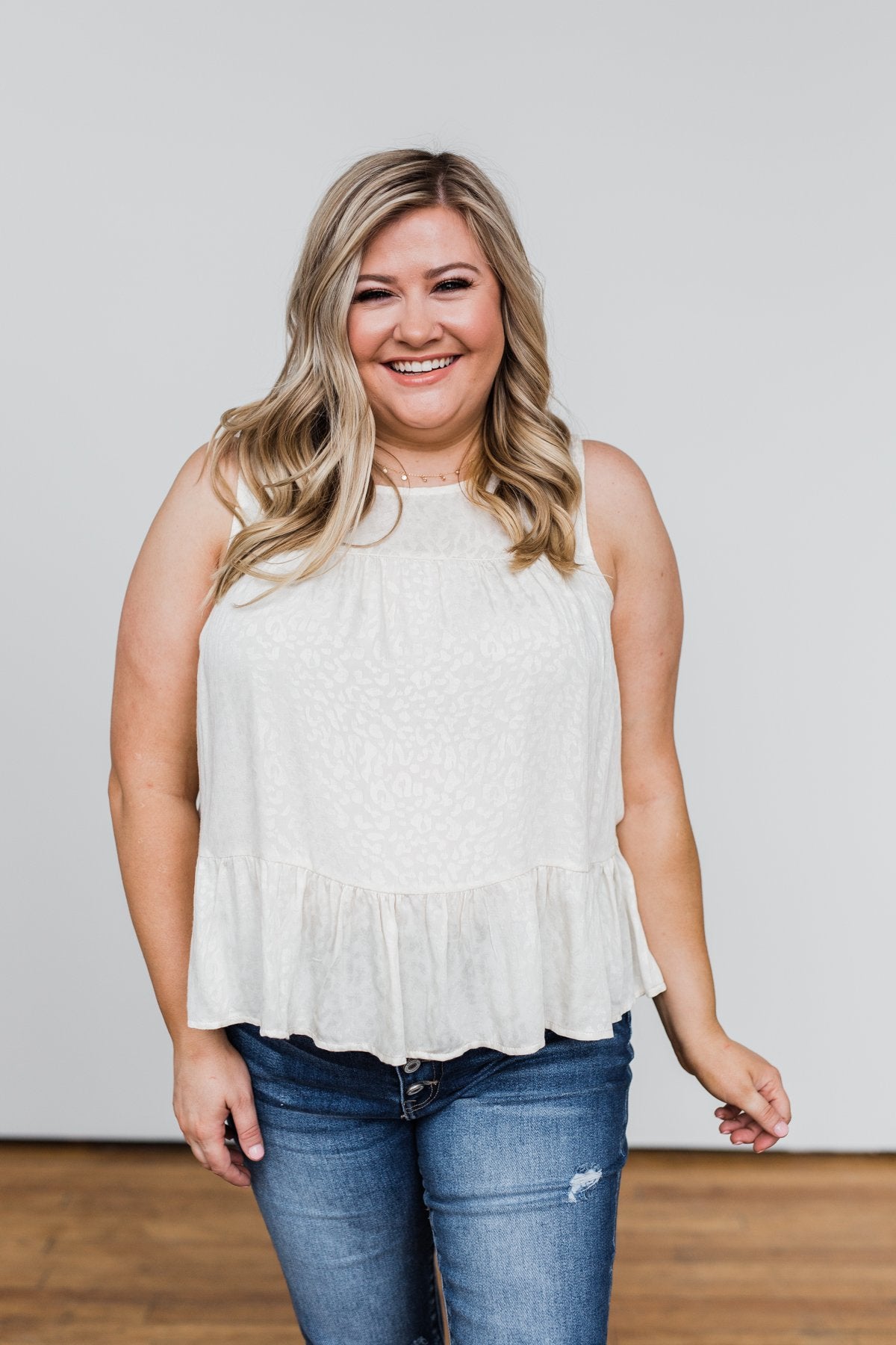 Beautiful Beginnings Leopard Tank Top- Cream
