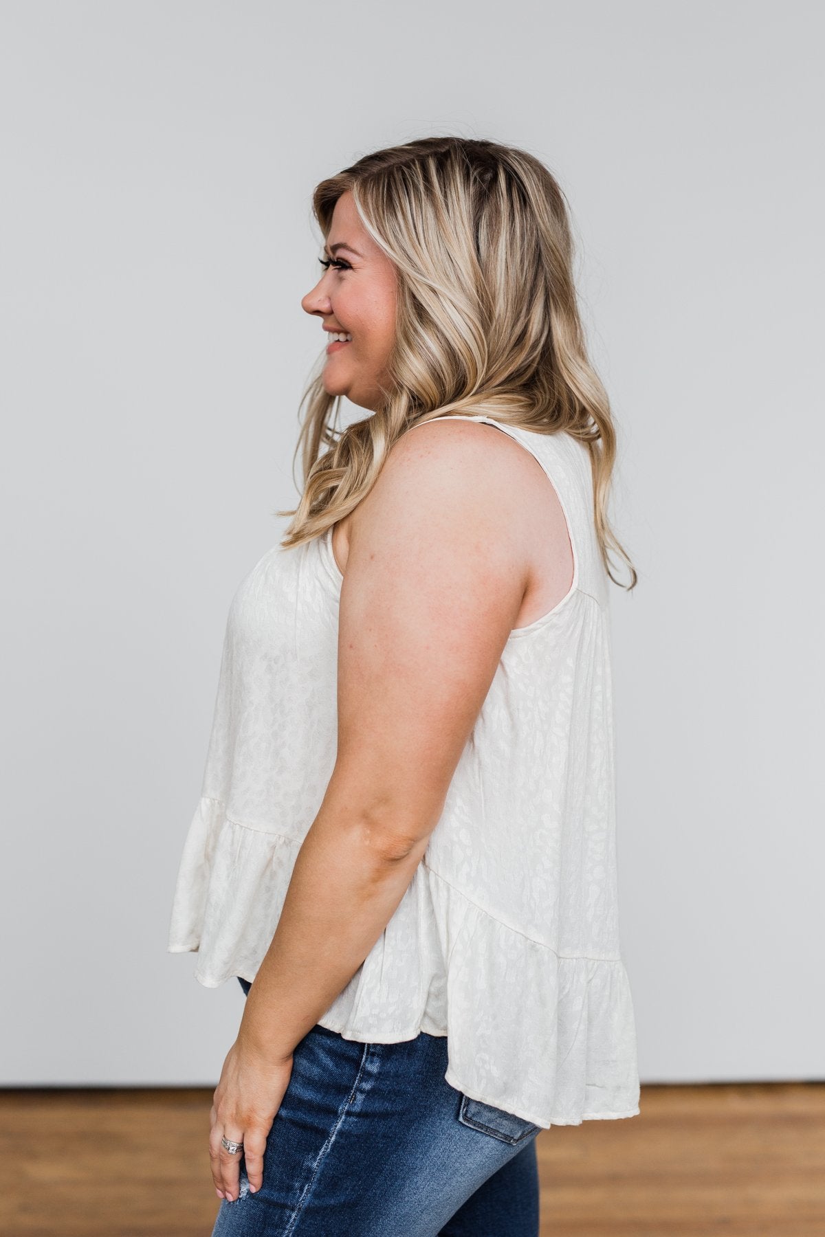 Beautiful Beginnings Leopard Tank Top- Cream