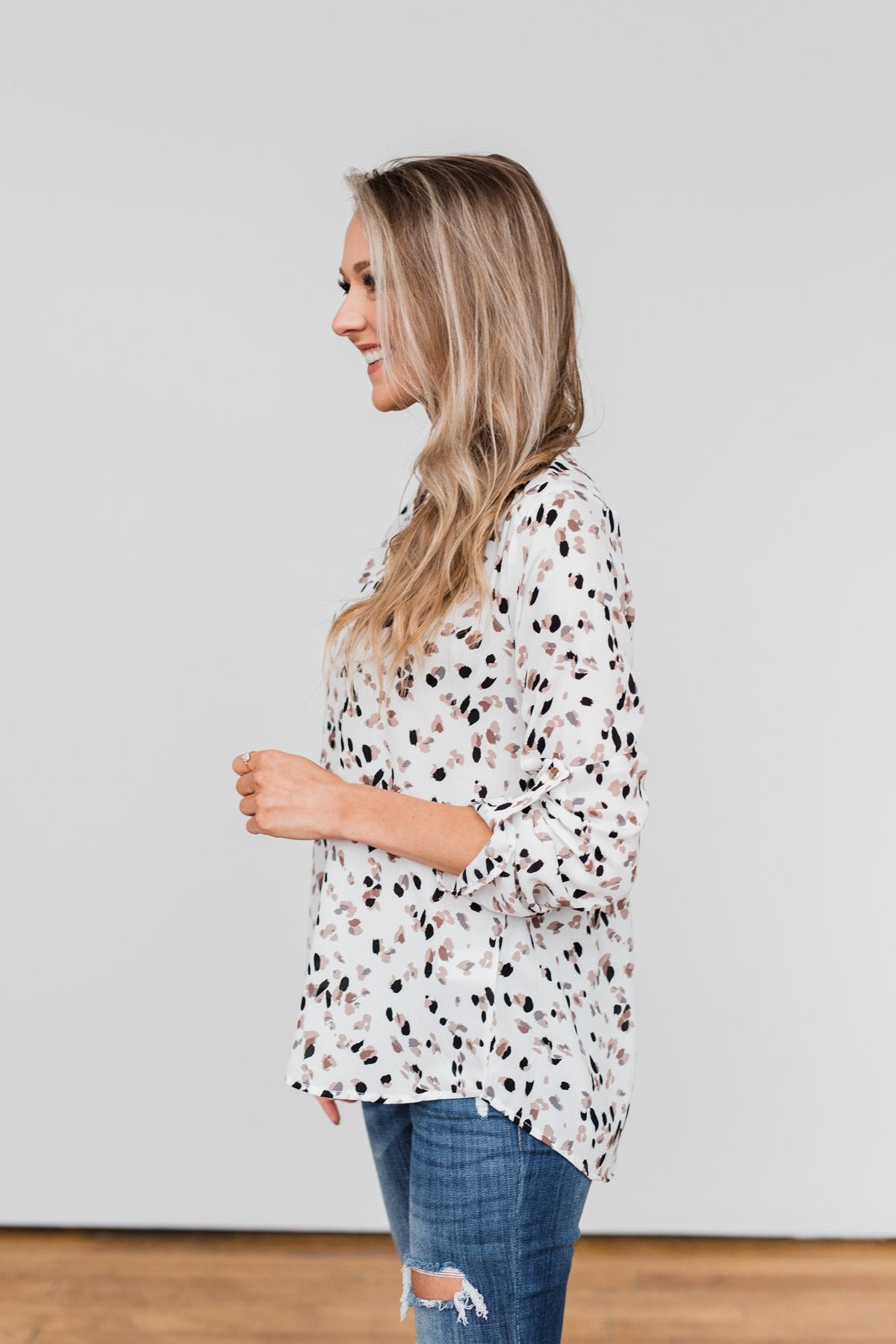 Calling Out To You Printed Blouse- Ivory