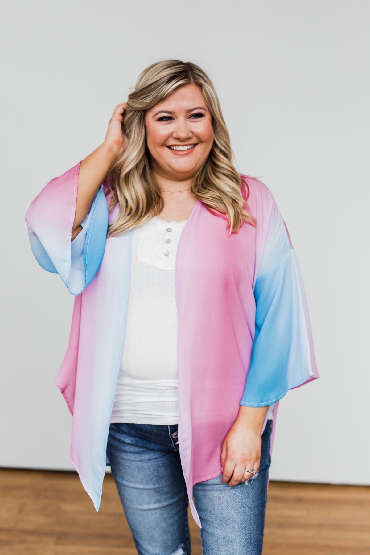 Memories Of Us Colorful Kimono- Blue & Pink