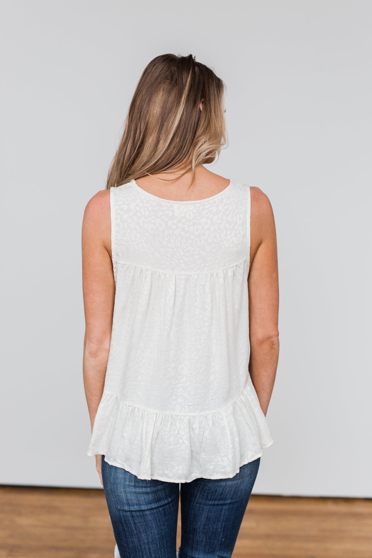 Beautiful Beginnings Leopard Tank Top- Cream