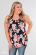 A Coral Floral Summer Tank- Black