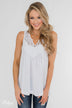 Fill My Days Lace Detailed Tank Top- Off White