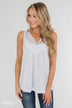 Fill My Days Lace Detailed Tank Top- Off White