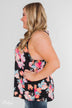 A Coral Floral Summer Tank- Black