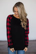 Fireside Kisses Black & Buffalo Plaid Top