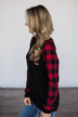Fireside Kisses Black & Buffalo Plaid Top