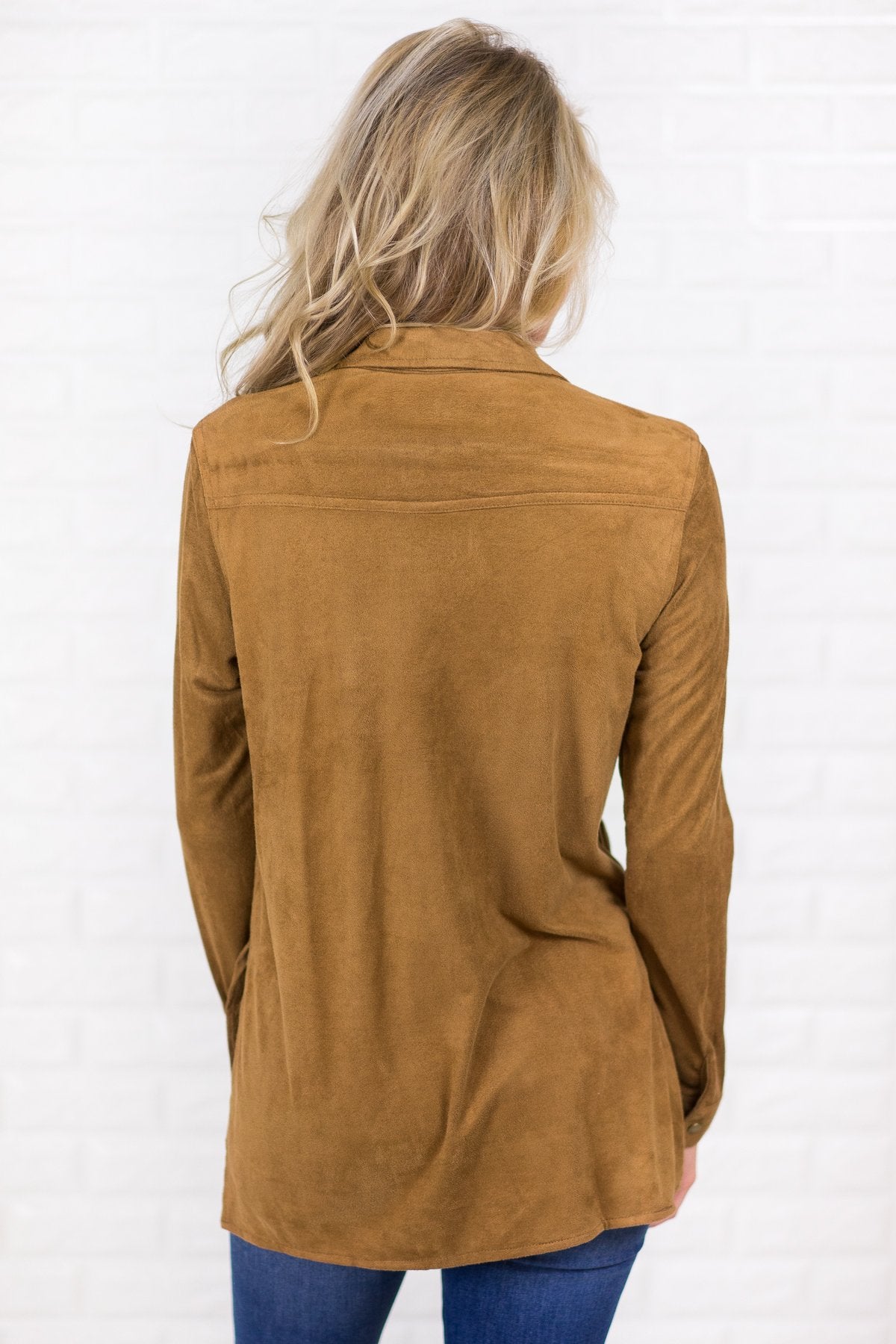 Tan Suede Button Up Top