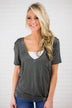 Lost in You Grey V-Neck Tee