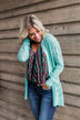 Knit Pointelle Cardigan - Teal