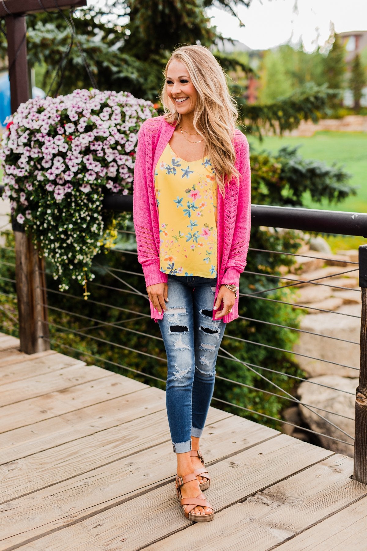 Bright and Beautiful Tank Top- Yellow & Pink