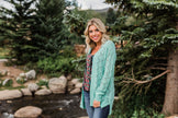 Knit Pointelle Cardigan - Teal