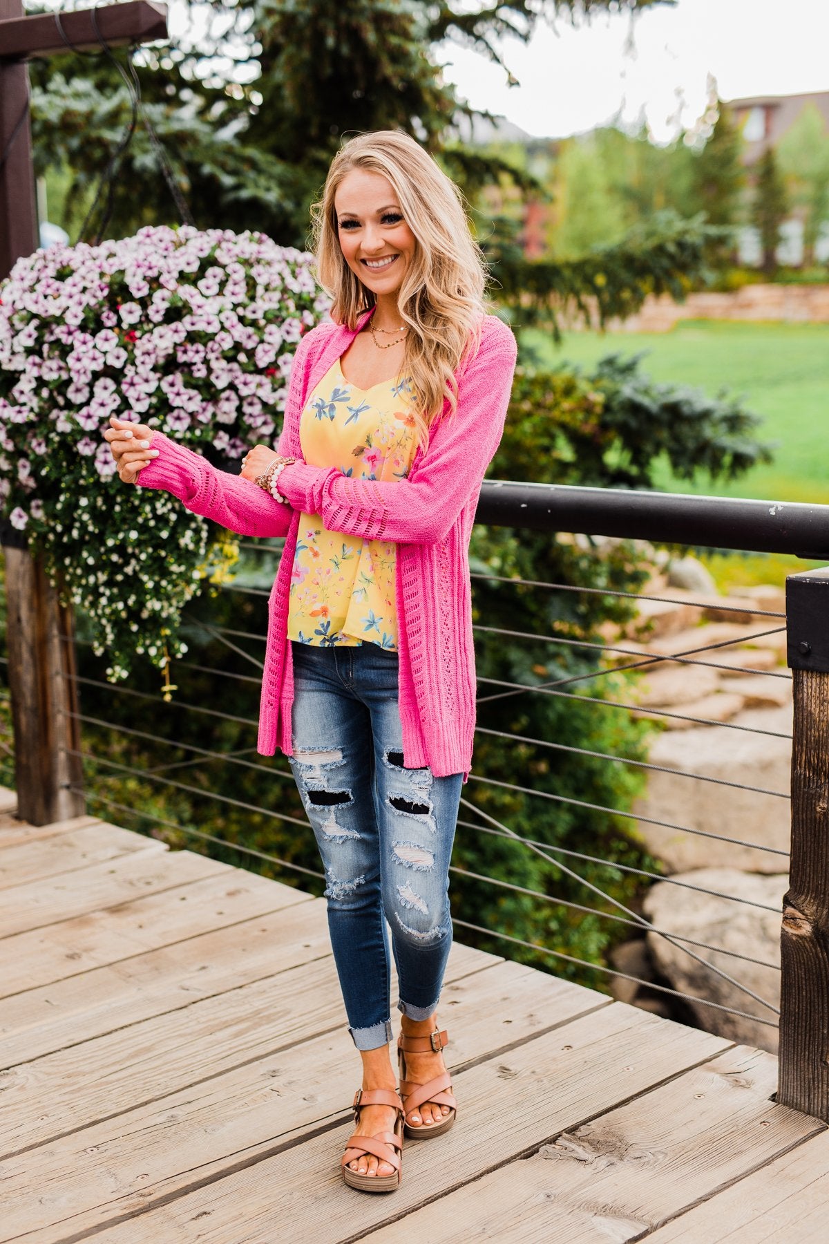 Bright and Beautiful Tank Top- Yellow & Pink