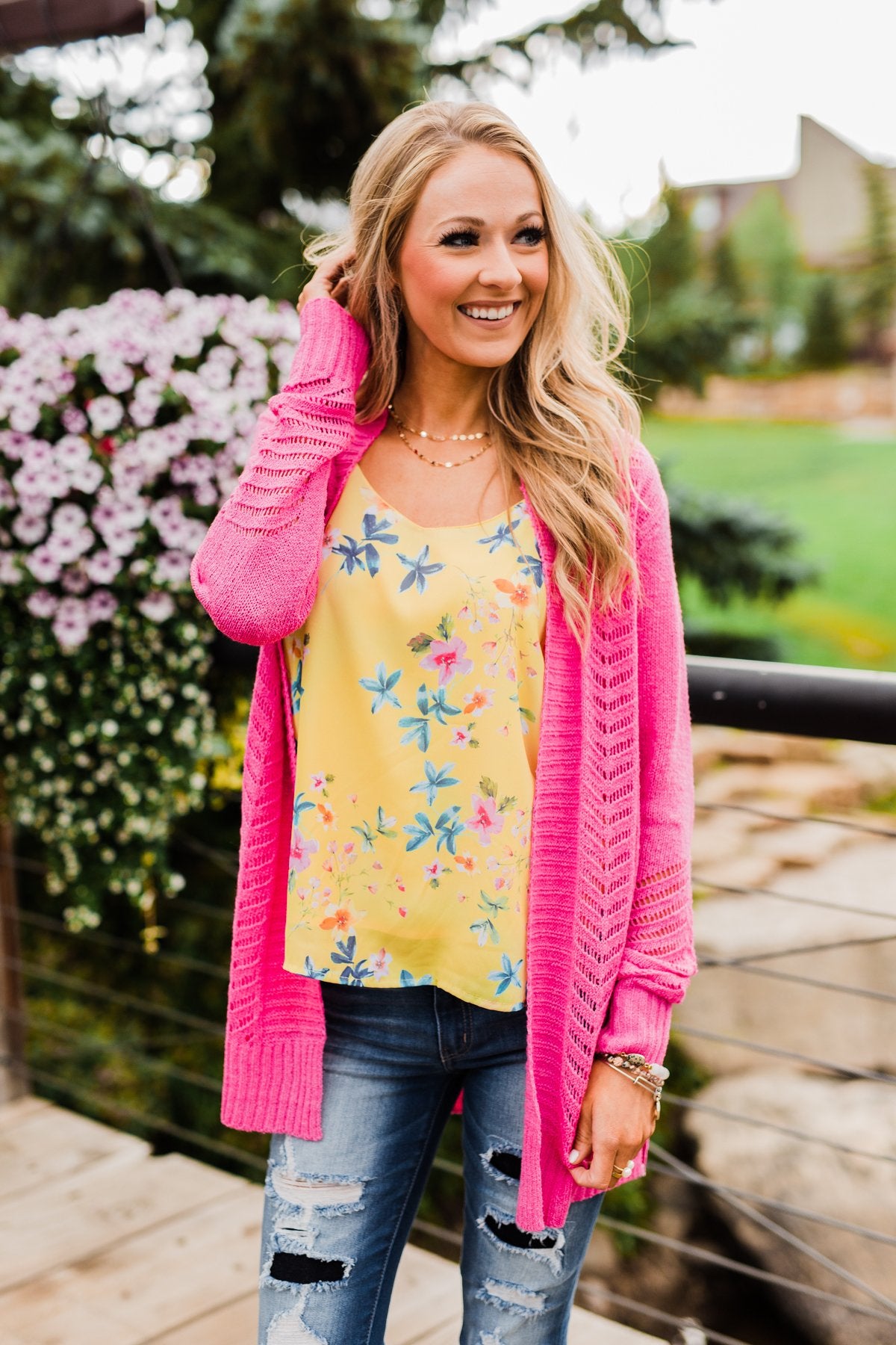 Bright and Beautiful Tank Top- Yellow & Pink