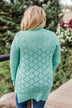 Knit Pointelle Cardigan - Teal