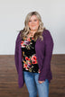 Stealing Glances Popcorn Knit Cardigan- Eggplant
