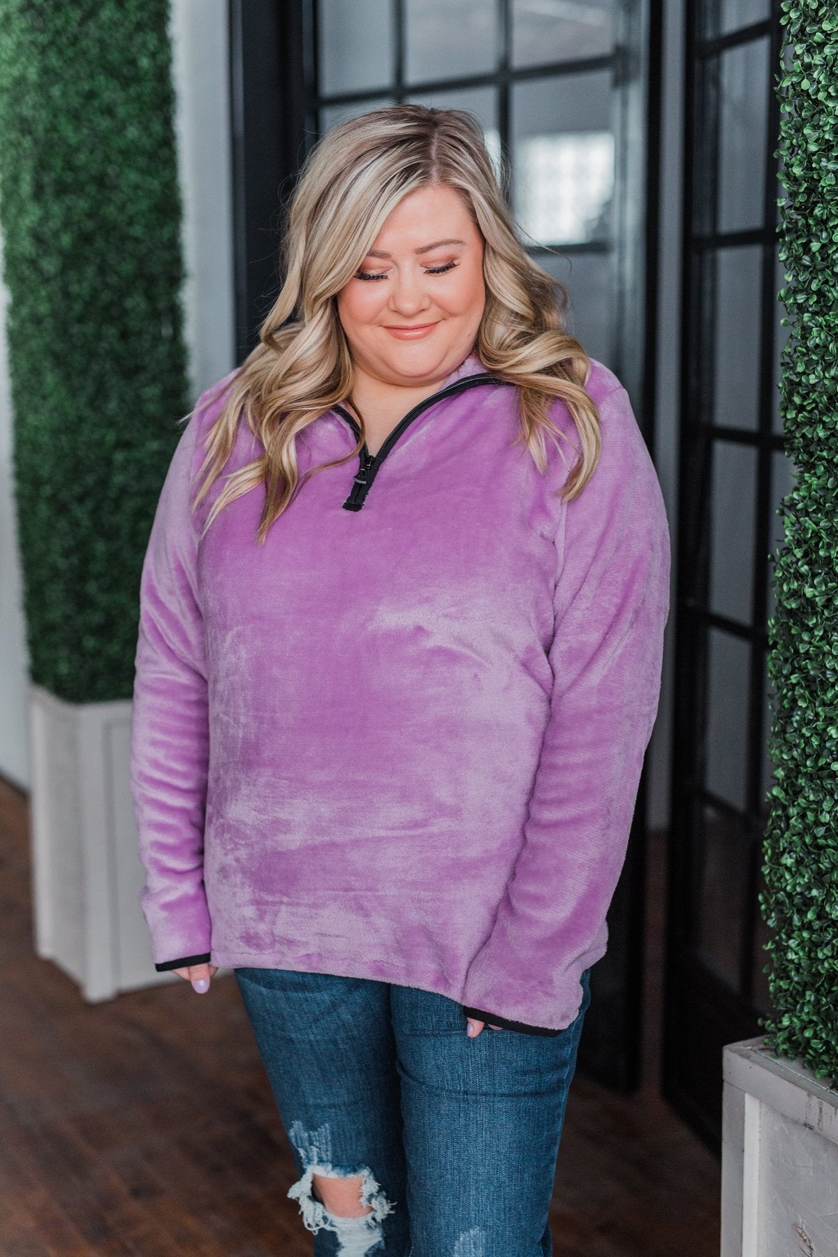 Pulse Exclusive 1/4 Zip Sherpa- Dark Lilac