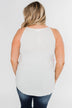 Full Of Sparkle Front Knot Halter Top- Ivory, Pink, & Gray