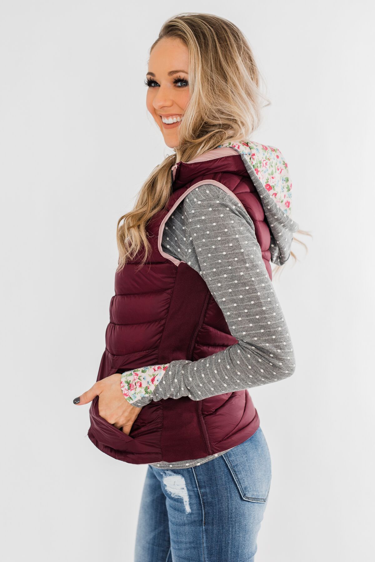 A New Journey Reversible Vest- Blush & Burgundy