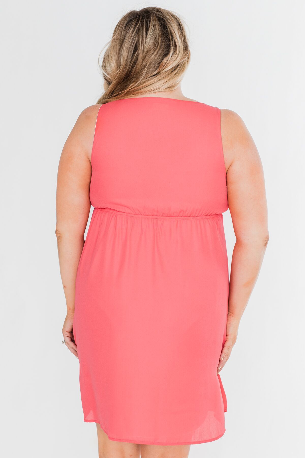 Young Love V-Neck Dress- Coral Young Love V-Neck Dress- Coral