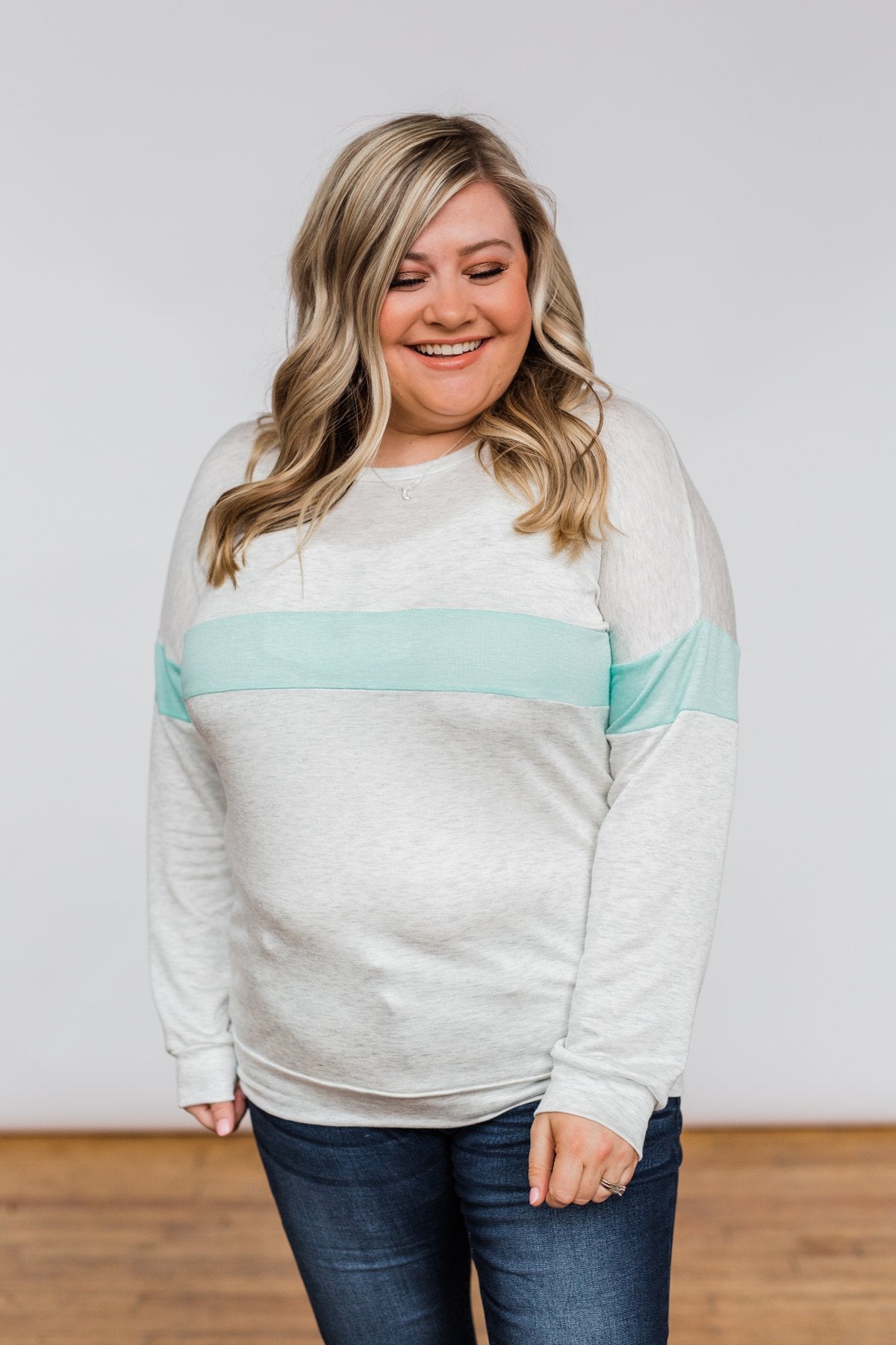 Including You & Me Long Sleeve Top- Mint