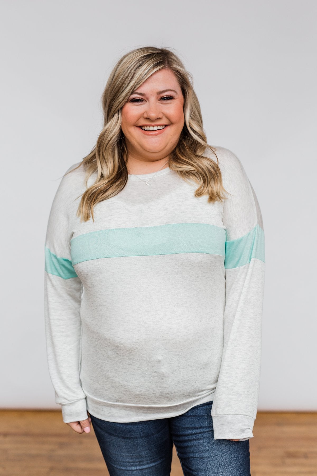 Including You & Me Long Sleeve Top- Mint
