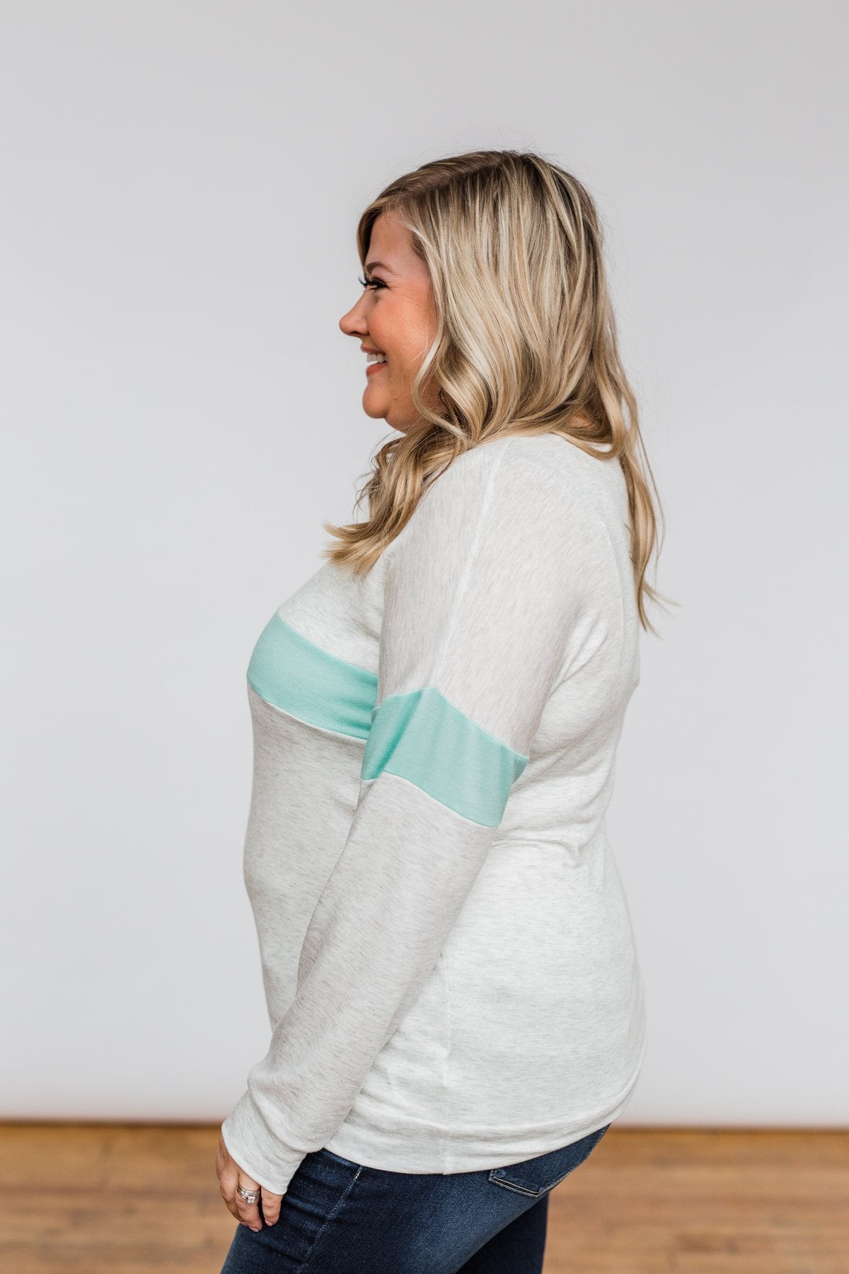 Including You & Me Long Sleeve Top- Mint