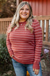 Grateful For You Striped Sweater- Rust