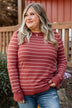Grateful For You Striped Sweater- Rust