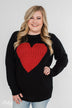 Love Your Life Knitted Heart Sweater - Black