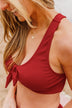 Just Keep Swimming Ribbed Knit Swim Top- Red