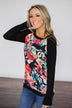 Never Shy Black Floral Long Sleeve Top