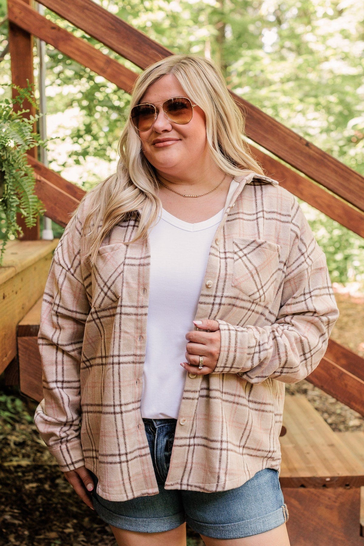 Happiest Of All Plaid Jacket- Taupe & Chocolate